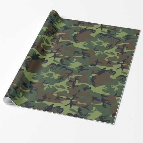 Green Forest Military Camo Wrapping Paper