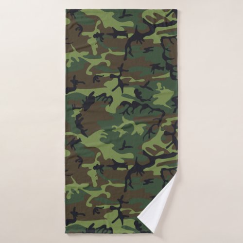 Green Forest Military Camouflage Pattern Bath Towel