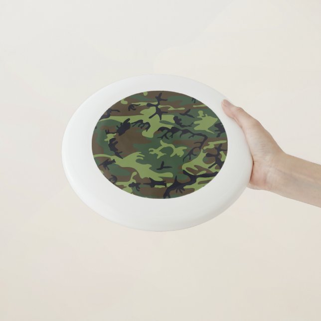 Green Forest Military Camouflage Pattern Wham-O Frisbee (In Hand)