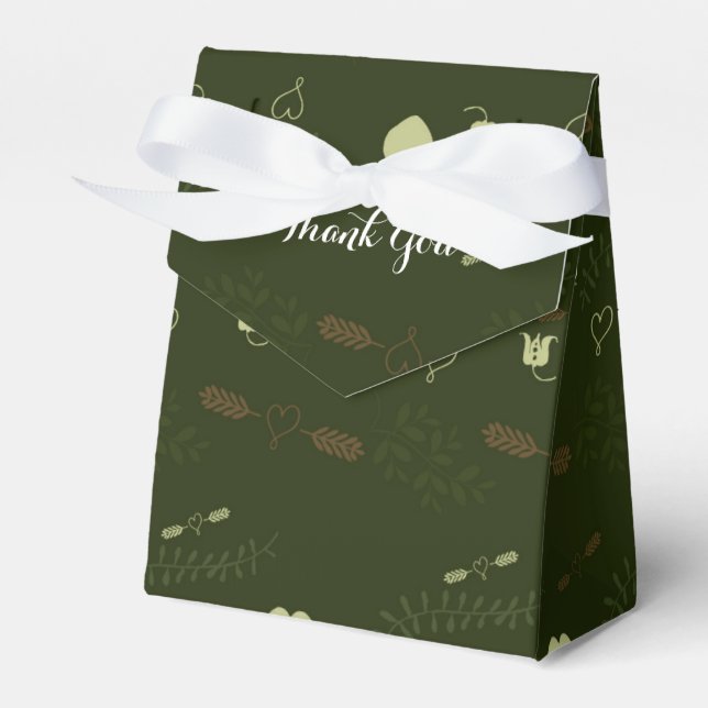 Green Forest Modern Rustic Wedding Party Favor Boxes (Front Side)