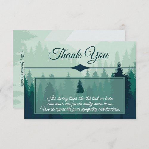 Green Forest Pines Memorial Thank You Card