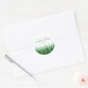 Green Forest Range Woodland Wedding Favor Classic Round Sticker