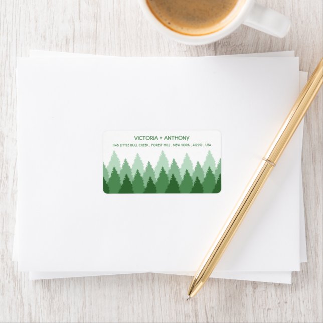 Green Forest Range Woodland Wedding Label (Insitu)