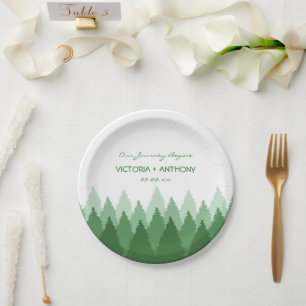 Green Forest Range Woodland Wedding Paper Plates