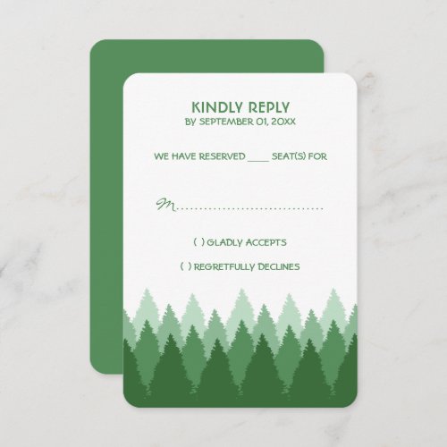 Green Forest Range Woodland Wedding RSVP Card