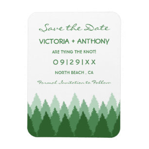 Green Forest Range Woodland Wedding Save The Date Magnet
