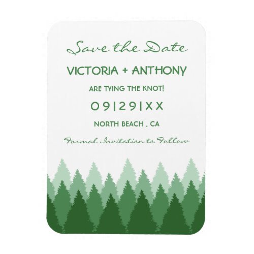 Green Forest Range Woodland Wedding Save The Date Magnet