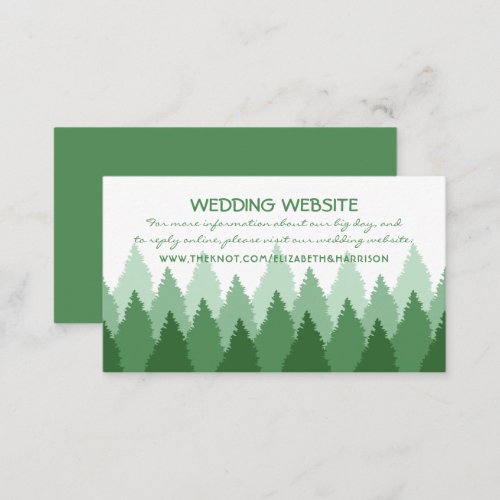 Green Forest Range Woodland Wedding Website Enclosure Card