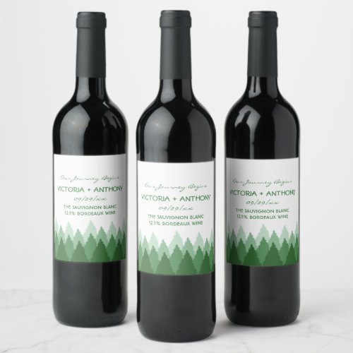 Green Forest Range Woodland Wedding Wine Label
