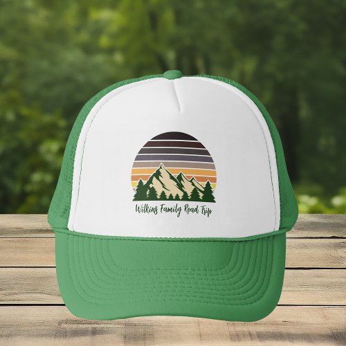 Green Forest Road Trip Cool Custom Family Trucker Hat