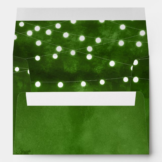 Green Forest Rustic String Lights Invite Envelopes (Back (Bottom))