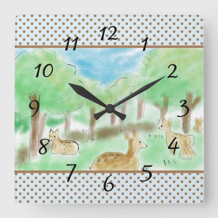 Green Forest Square Wall Clock Zazzle