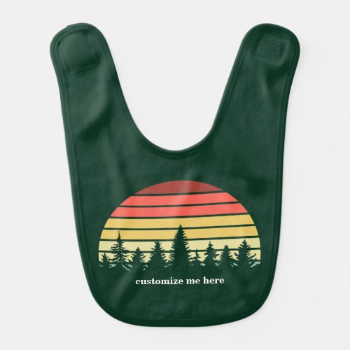 Green Forest Sunset Camping Trip Customizable Baby Bib