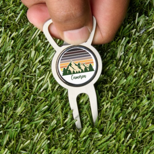 Green Forest Sunset Cool Customizable Divot Tool