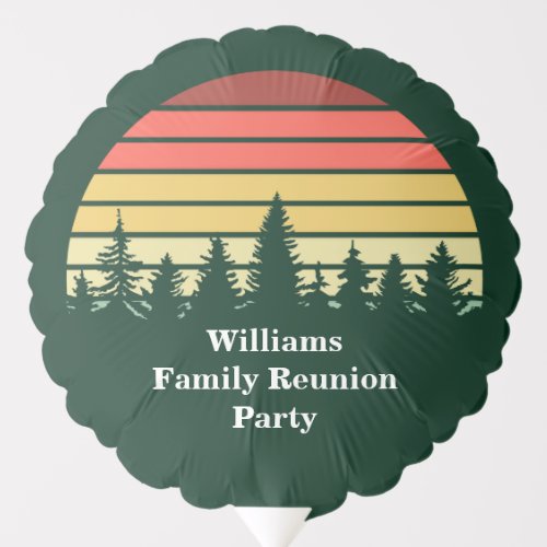 Green Forest Sunset Custom Family Reunion Party Balloon
