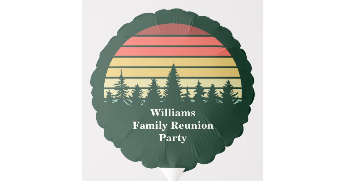 Green Forest Sunset Custom Family Reunion Party Balloon | Zazzle