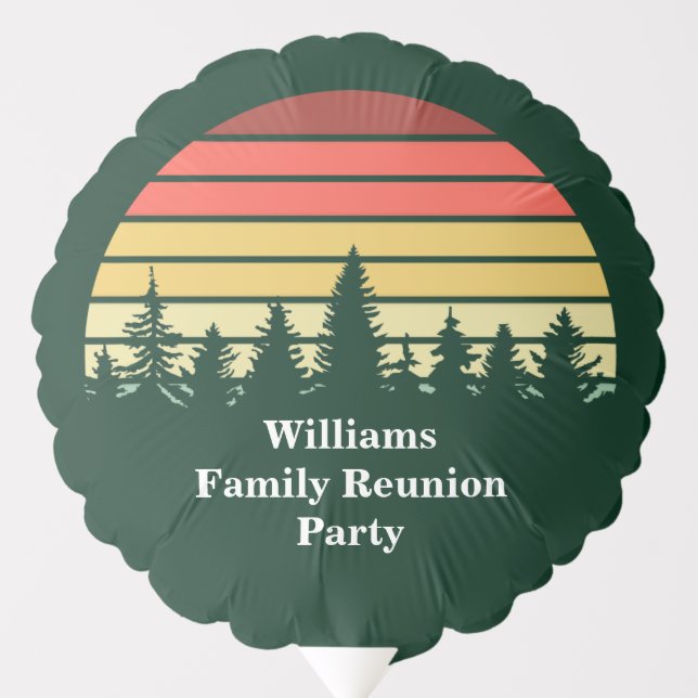 Green Forest Sunset Custom Family Reunion Party Balloon (Front)