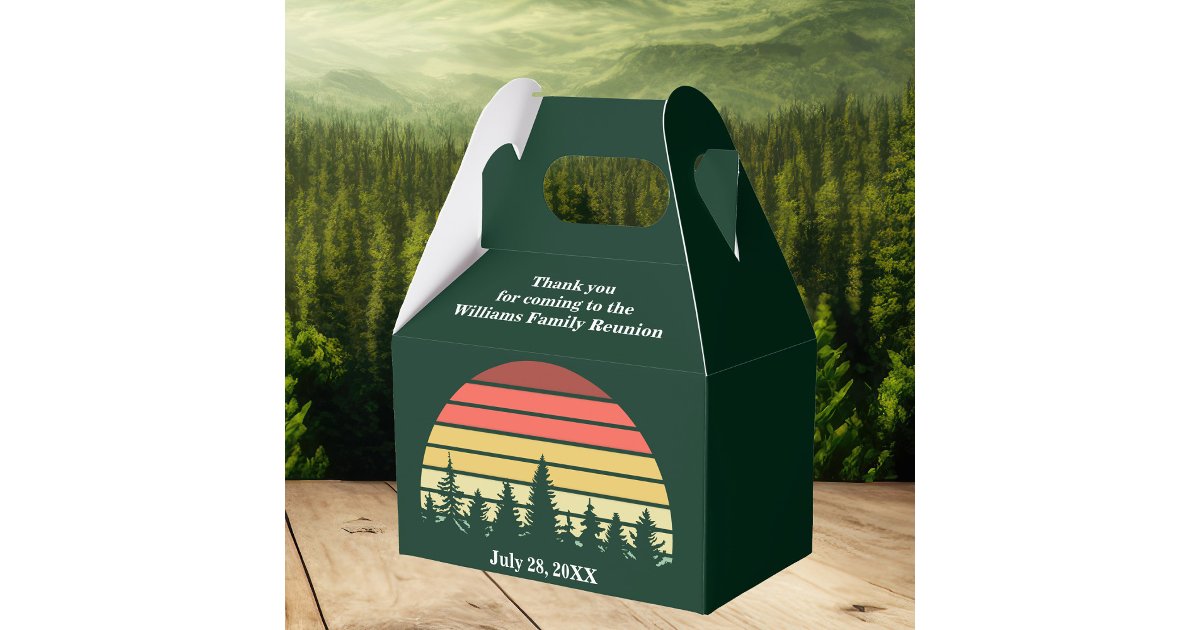 Green Forest Sunset Custom Family Reunion Party Favor Boxes | Zazzle