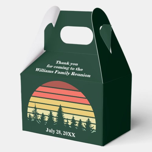 Green Forest Sunset Custom Family Reunion Party Favor Boxes