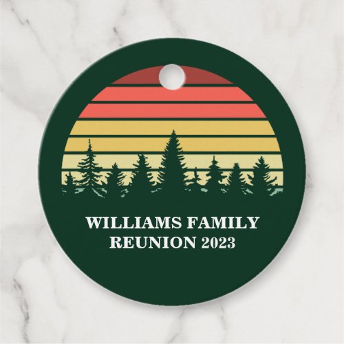 Green Forest Sunset Custom Family Reunion Party Favor Tags