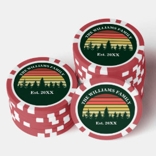 Green Forest Sunset Custom Family Reunion Poker Chips