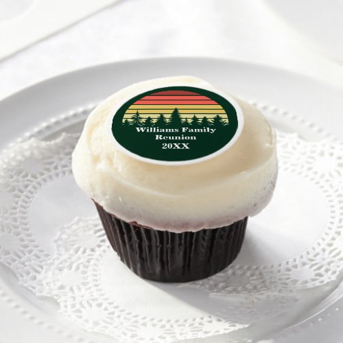 Green Forest Sunset Cute Custom Outdoor Party Edible Frosting Rounds