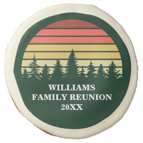 Green Forest Sunset Cute Custom Outdoor Party Sugar Cookie