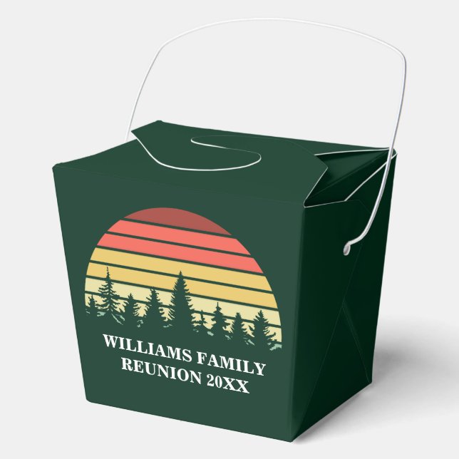 Green Forest Sunset Cute Customizable Party Favor Boxes (Front)