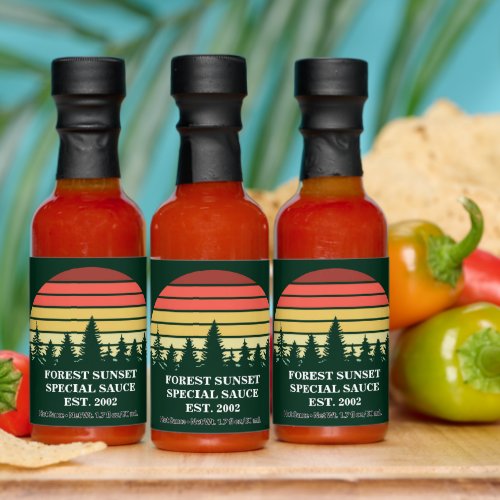 Green Forest Sunset Nature Custom Hot Sauces