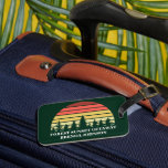 Green Forest Sunset Nature Customizable Luggage Tag<br><div class="desc">Cool forest sunset luggage tags in beautiful green for a nature retreat or campground trip. This custom design features a beautiful vintage sunset over a forest of pretty trees above your personalized text for a family vacation.</div>