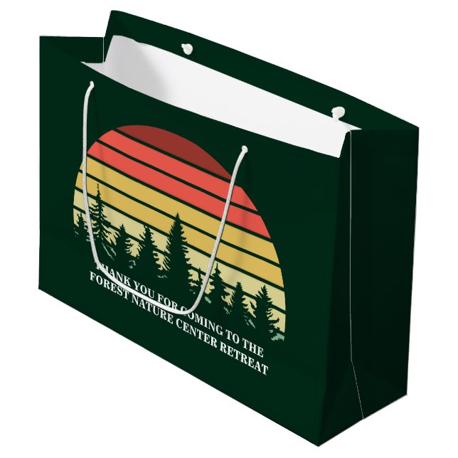 Green Forest Sunset Nature Retreat Custom Large Gift Bag (Front Angled)