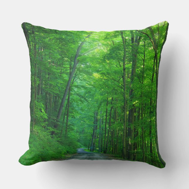 Green Forest Throw Pillow (Front)