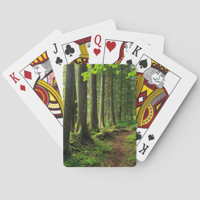 Green Forest Trail Scenic Poker Cards (Back)