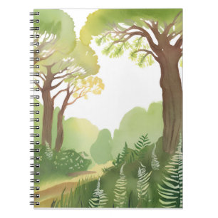 Green Forest Trees   Nature Beautiful Watercolor Notebook