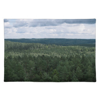 Green Forest Trees With Clouds Landscape Photo Cloth Placemat