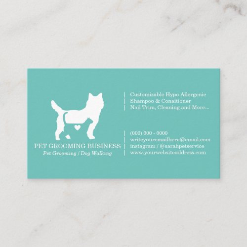 Green Formal Cat Dog Heart Pet Business Card