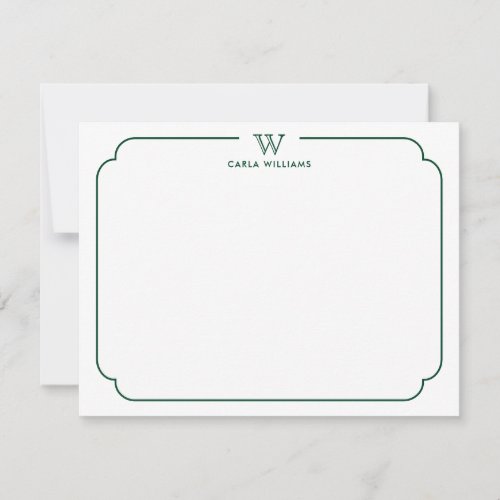 Green Formal Chic Family Monogram Ornate Frame Note Card