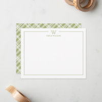 Green Formal Classic Family Monogram Plaid