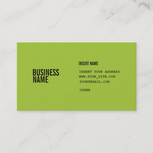 Green Format With Columns Condensed Fonts Business Card