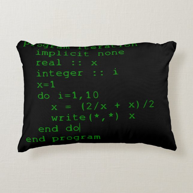Green Fortran Code Accent Pillow (Front)