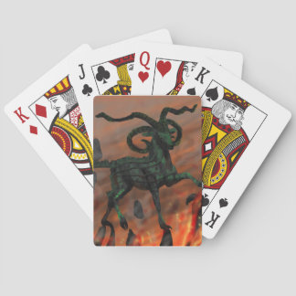 Green Four-horned Demon Goat In Hell Poker Cards
