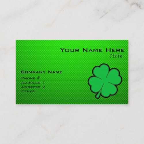 Green Four Leaf Clover Business Card Template