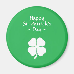 Green Four Leaf Clover Happy St Patricks Day Magnet