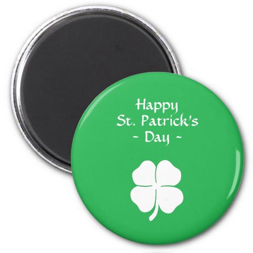 Green Four Leaf Clover Happy St Patricks Day Magnet