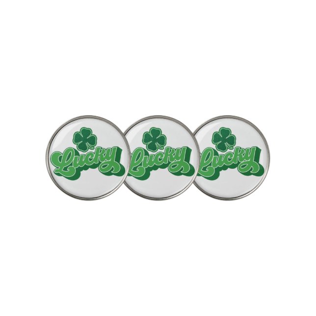 Green Four Leaf Clover Lucky Golf Ball Markers (3 Up)