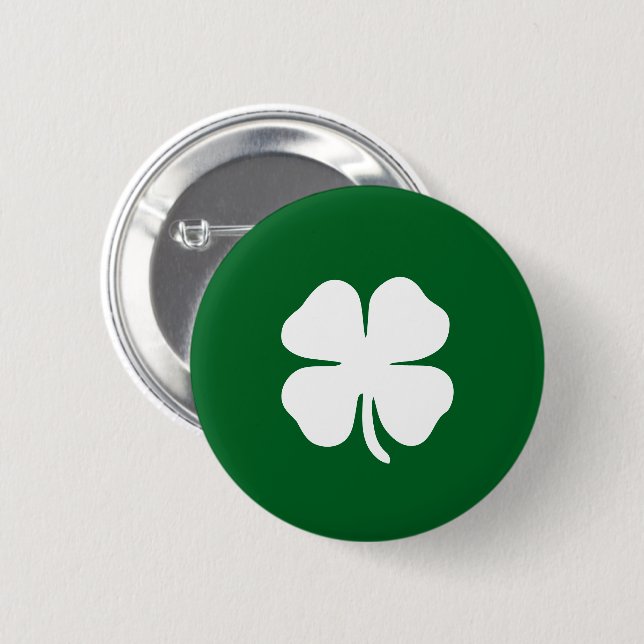 Green Four Leaf Clover Lucky Irish Button (Front & Back)