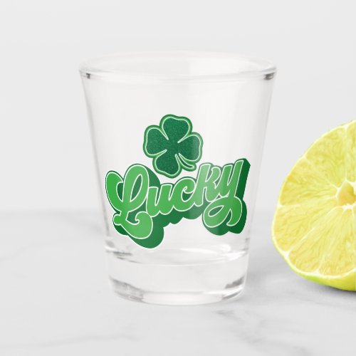 Green Four Leaf Clover Lucky Shot Glass