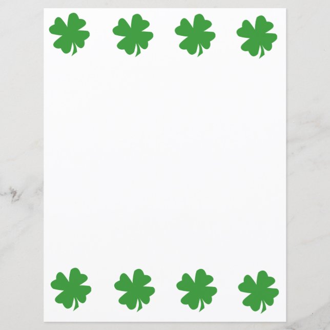 Green Four Leaf Clover Paper Sheet (Front)