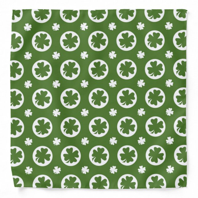 Green Four Leaf Clover Pattern Bandana (Front)