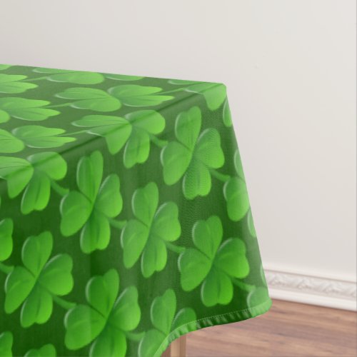 Green Four_Leaf Clover Pattern on Forest Green Tablecloth
